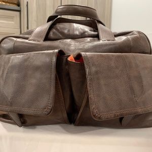 Cole Haan Leather Full Size Duffel Bag Bayshore II Mocha A11198 New